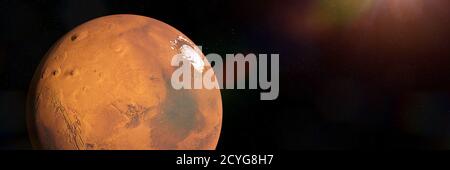 Mars, the fourth planet from the Sun in empty space Stock Photo