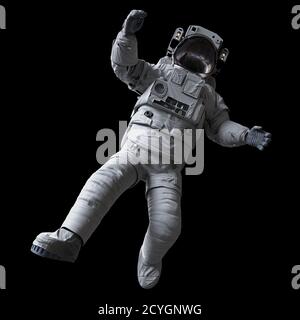astronaut during spacewalk, isolated on black background Stock Photo