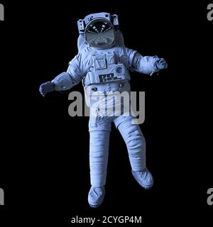 astronaut during spacewalk, isolated on black background Stock Photo