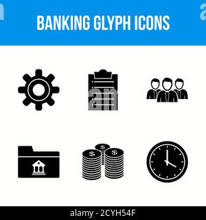 6 Beautiful Banking Glyph vector icon set Stock Vector