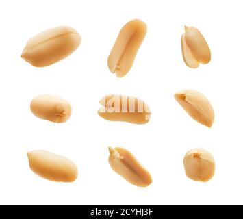 Set of peeled peanuts isolated on white background Stock Photo