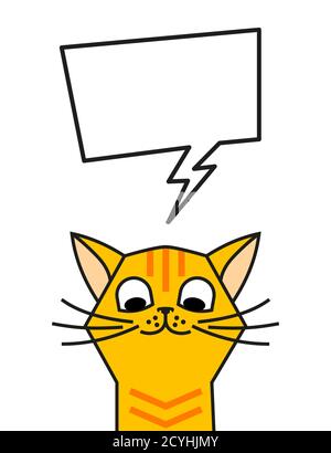 Redhead cat meme with speech bubble. Chat box Stock Vector