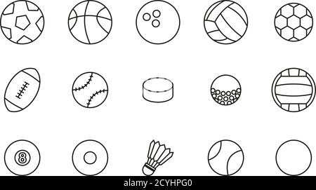 Ball Or Ball Sport Icons Thin Line Set Big Stock Vector