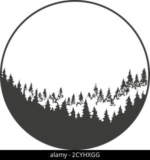 Forest turning from dark to light in a circle. Stock Vector