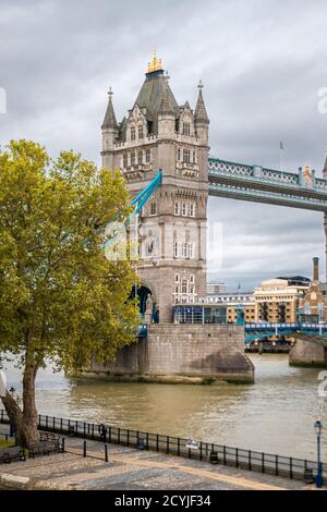 Drawbridge on a cold winter day. There is on the river with open water ...