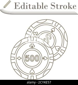Casino Chips Icon. Editable Stroke Simple Design. Vector Illustration. Stock Vector