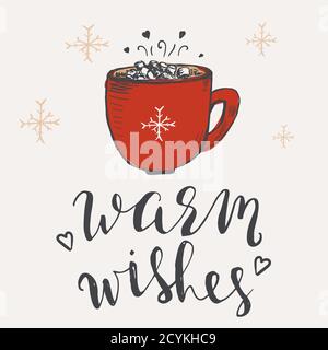 Cup of hot chocolate with marshmallows. Stock Vector