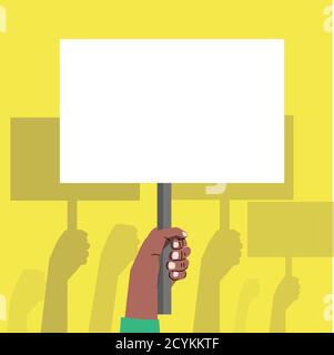 Hands holding protest signs Stock Vector