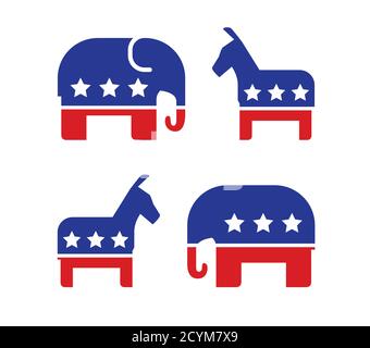 Democratic and Republican political symbols. Election, voting vector illustration Stock Vector