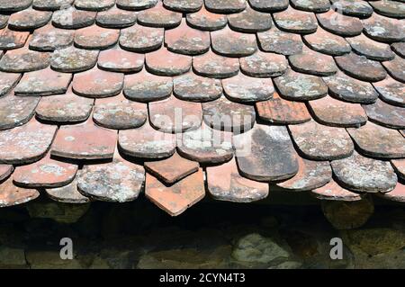 Unique traditional Transylvanian roof tiles Stock Photo