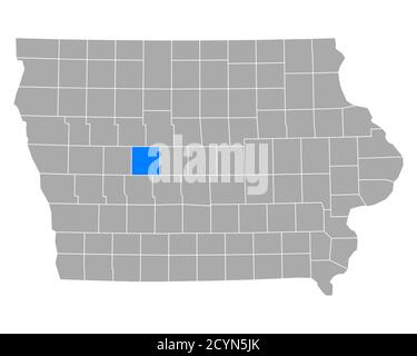 Map of Greene in Iowa Stock Photo