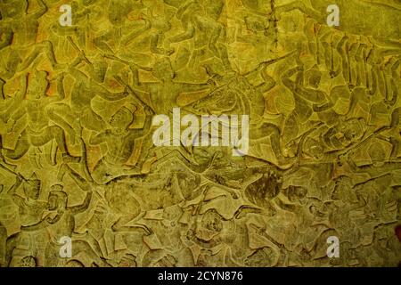 Background texture of golden fabric in Angkor Wat Stock Photo