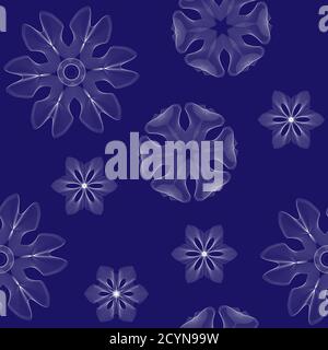 Snowflakes vector seamless pattern. New Year and Christmas snowflakes blue pattern for wrapping, background, backdrop Stock Vector