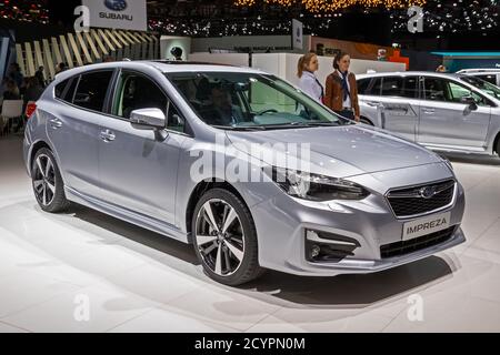 Subaru Impreza car at the 89th Geneva International Motor Show. Geneva, Switzerland - March 5, 2019. Stock Photo