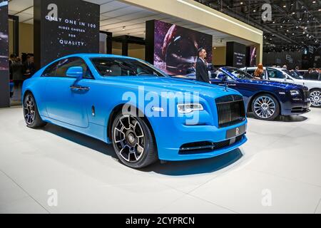 Rolls-Royce Wraith Coupe 6.6 luxury car at the 89th Geneva International Motor Show. Geneva, Switzerland - March 5, 2019. Stock Photo