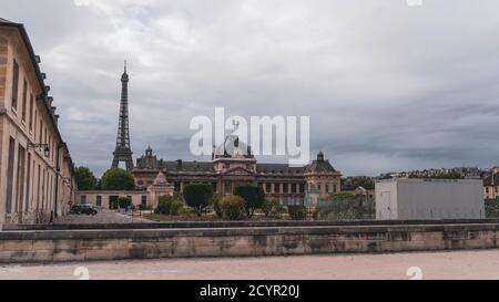 Traditional Paris buildings on moody day. Horizontal copy space Stock Photo