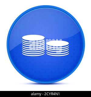 Coin money aesthetic glossy blue round button abstract illustration Stock Photo