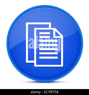 Document pages aesthetic glossy blue round button abstract illustration Stock Photo