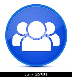 People aesthetic glossy blue round button abstract illustration Stock Photo