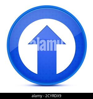 Up arrow aesthetic glossy blue round button abstract illustration Stock Photo