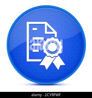 Certificate paper aesthetic glossy blue round button abstract illustration Stock Photo