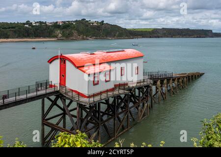 The old RNLI Lifeboat Station at Tenby in Pembrokeshire South Wales UK, built in 1905 and now converted into a private residence Stock Photo