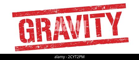 GRAVITY text on red grungy rectangle stamp sign. Stock Photo