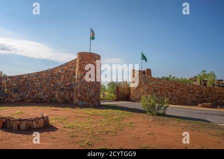 Galton Gate to Etosha National Park in Namibia, south Africa Stock Photo