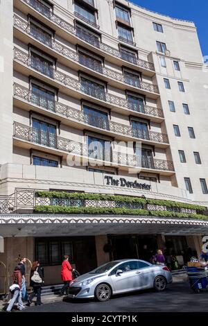 London, UK, April 1, 2012 : The Dorchester Hotel business on Park Lane Mayfair Hyde Park which is a popular travel destination tourist landmark of the Stock Photo