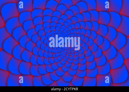Abstract background. Spiral flower pattern in red and blue. Abstract Lotus Flower. Esoteric Mandala Symbol. Stock Vector
