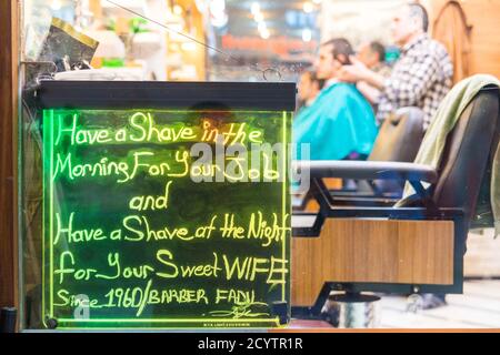 A Barber's shop in Istanbul Stock Photo