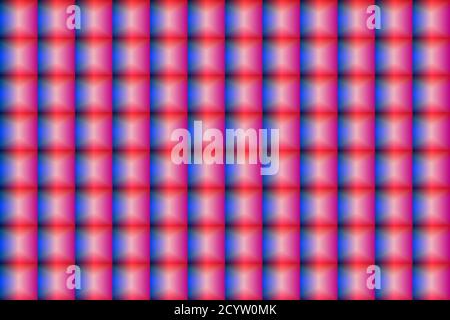 Seamless pattern of glass convex mosaic, volumetric checkers, glass blocks. Holographic effect. Stock Vector