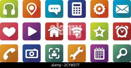Colored icons for the Web. Full set. Stock Vector
