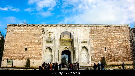 Imperial Gate (Gate of the Sultan) at the Topkapi Palace historic landmark in Istanbul, Turkey Stock Photo
