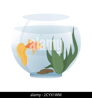 Cartoon goldfish in an aquarium on a white background - vector illustration Stock Vector