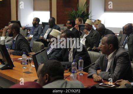 Participants at the Somalia Partnership Forum in Brussels, Belgium on 17 July 2018. Stock Photo