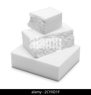 Three Styrofoam Blocks Isolated on White Background. Stock Photo