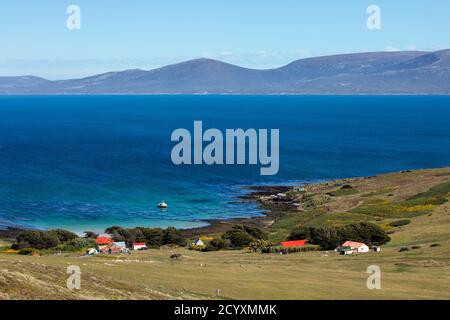 Carcass Island; Settlement; Falklands Stock Photo