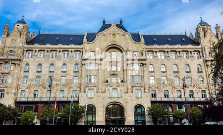 Neoclassical building of Gresham Palace, now is luxury Four Seasons Hotel. Budapest, Hungary Stock Photo