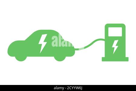 Electrical charging station sign. Electric car refueling icon symbol. Green hybrid vehicles charging point isolated Stock Vector