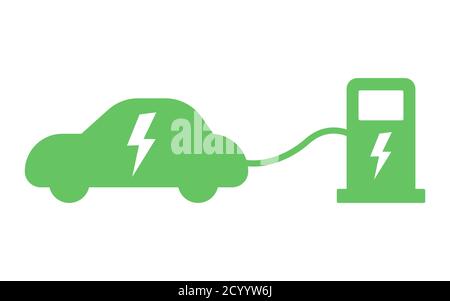 Electrical charging station sign. Electric car refueling icon symbol. Green hybrid vehicles charging point isolated Stock Vector