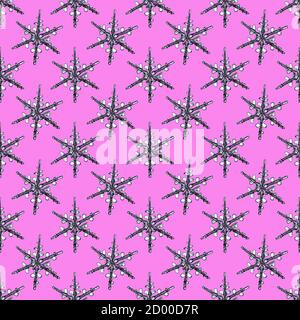 Christmas new year background Seamless pattern with snowflakes on a  pink background Stock Photo