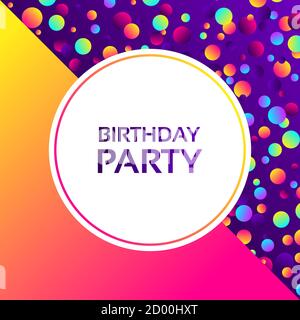 Colorful gradient balls on purple background. Abstract geometric background with different circles. Bright neon colors, 90s style. Vector illustration Stock Vector
