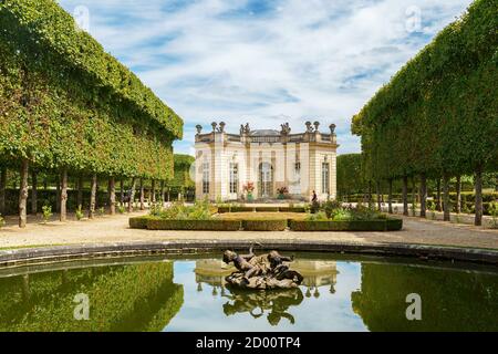 The French Pavilion and French Garden at the Petit Trianon in Versailles Stock Photo