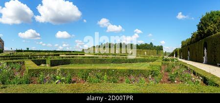 Panoramic of North Parterre in Versailles Gardens - France Stock Photo