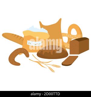 Bread. Isolated on white background, vector illustration. Stock Vector