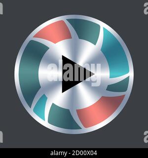 Play web button. Vector metallic and color button play design. Stock Vector
