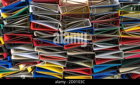 Colorfull  Binders With Numbered Folders in the Prison. Detail of Confinement and Crime, Justice. Prison Interior. Concept of Limiting Freedom. Stock Photo