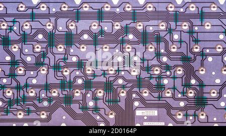 Inside view of computer keyboard electronic circuit in back light Stock Photo