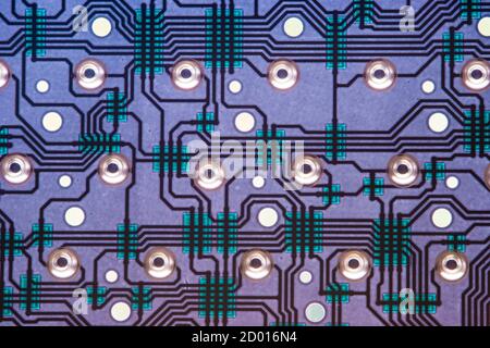 Inside view of computer keyboard electronic circuit in back light Stock Photo